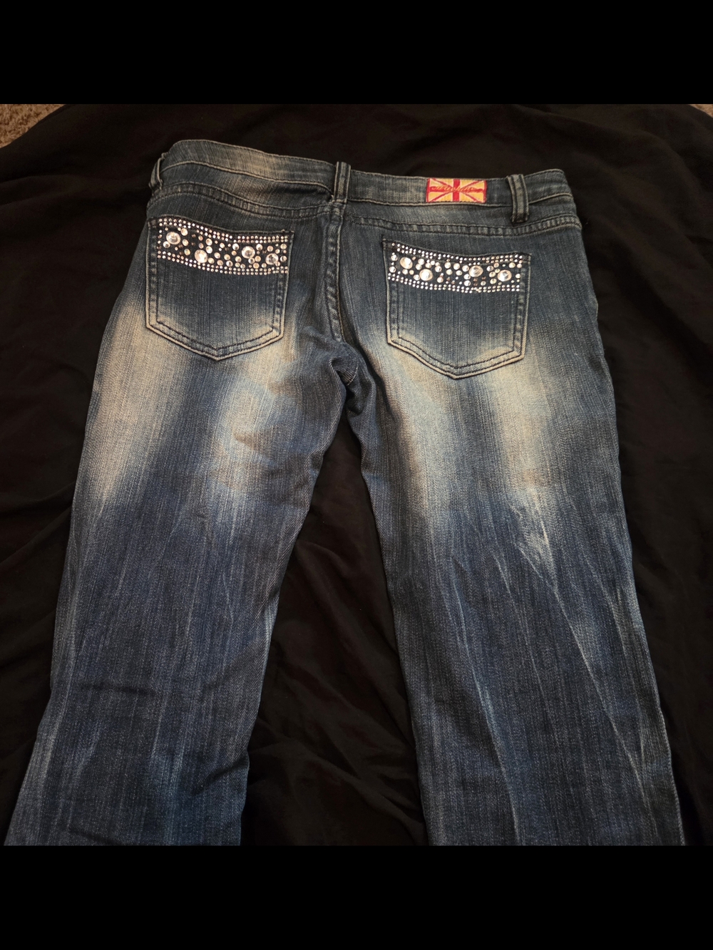 Machine Rhinestone Distressed Skinny Jeans - Picture 6 of 9